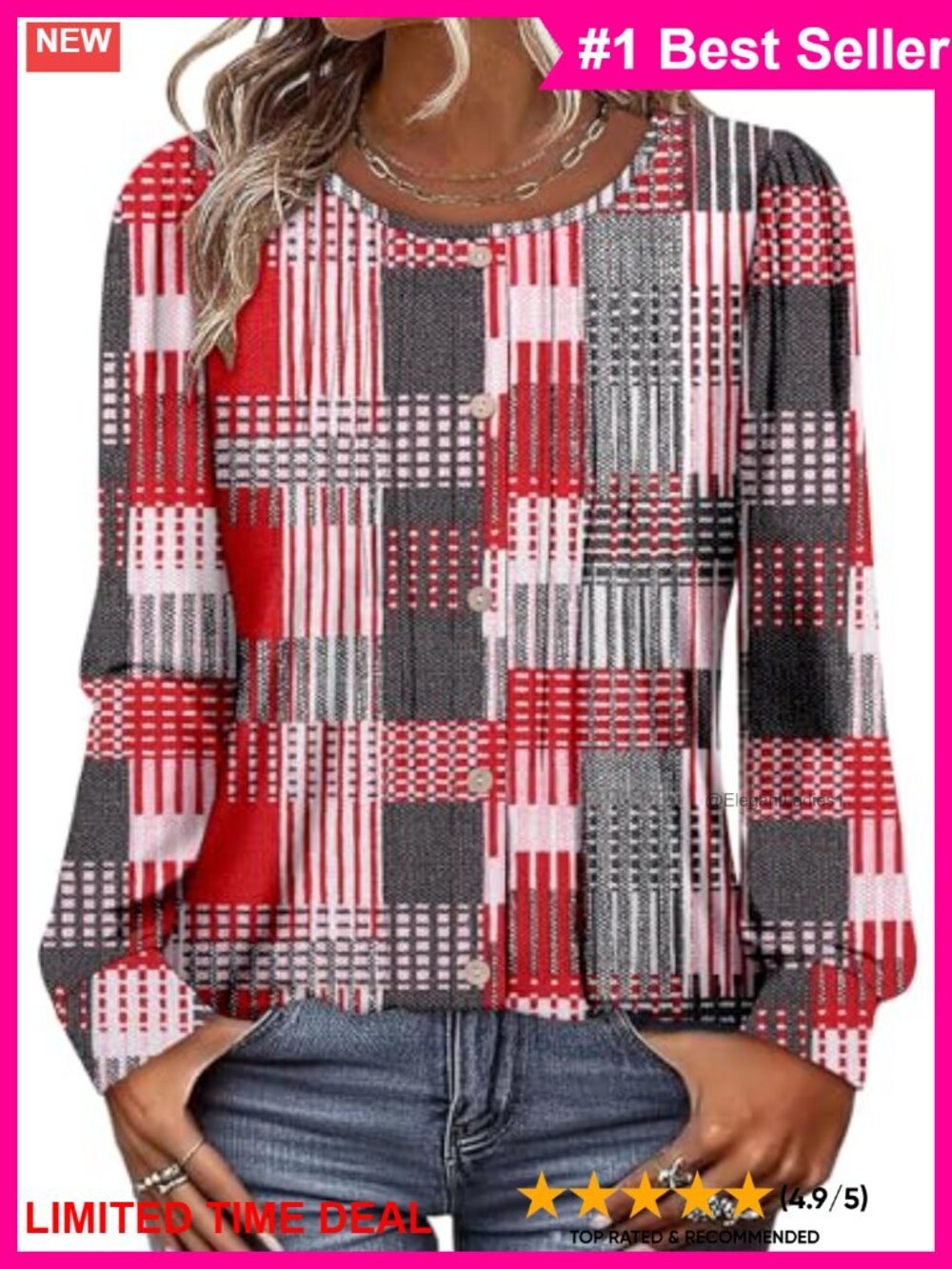 Women's Long Sleeve Tunic Top Loose Fit Dressy Casual Fall Blouse